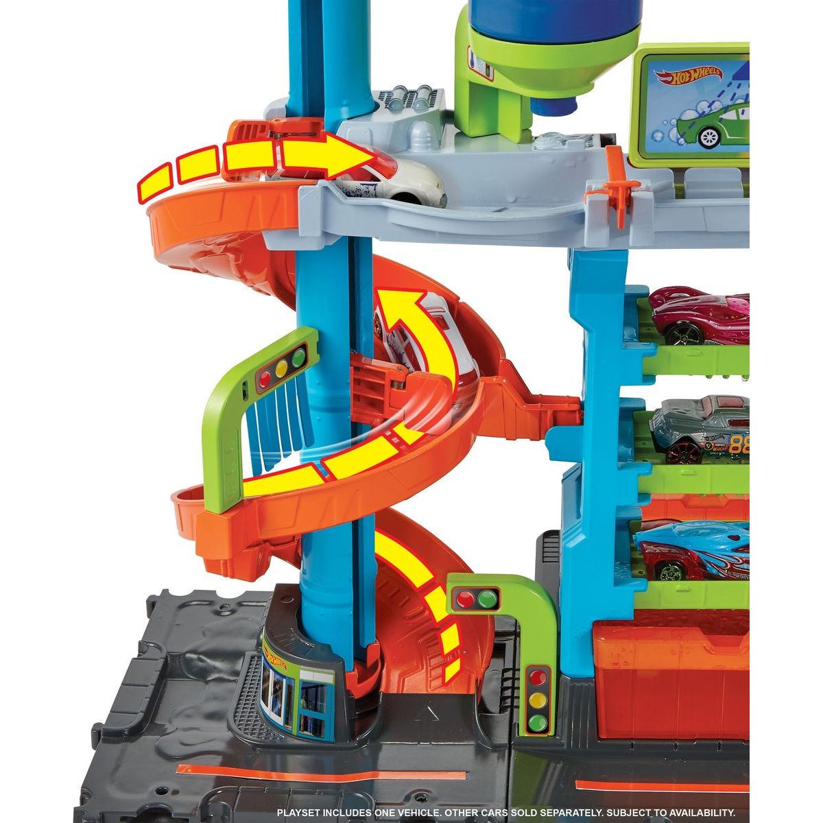 Hot Wheels City Color Shifters automyčka se spirálou