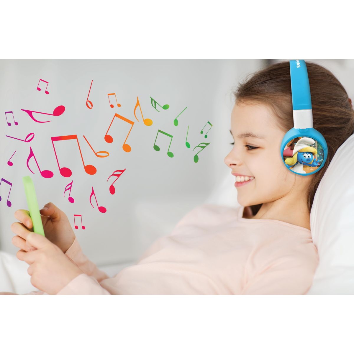 Lexibook 2v1 bluetooth skládací sluchátka Šmoulové s limitem hlasitosti