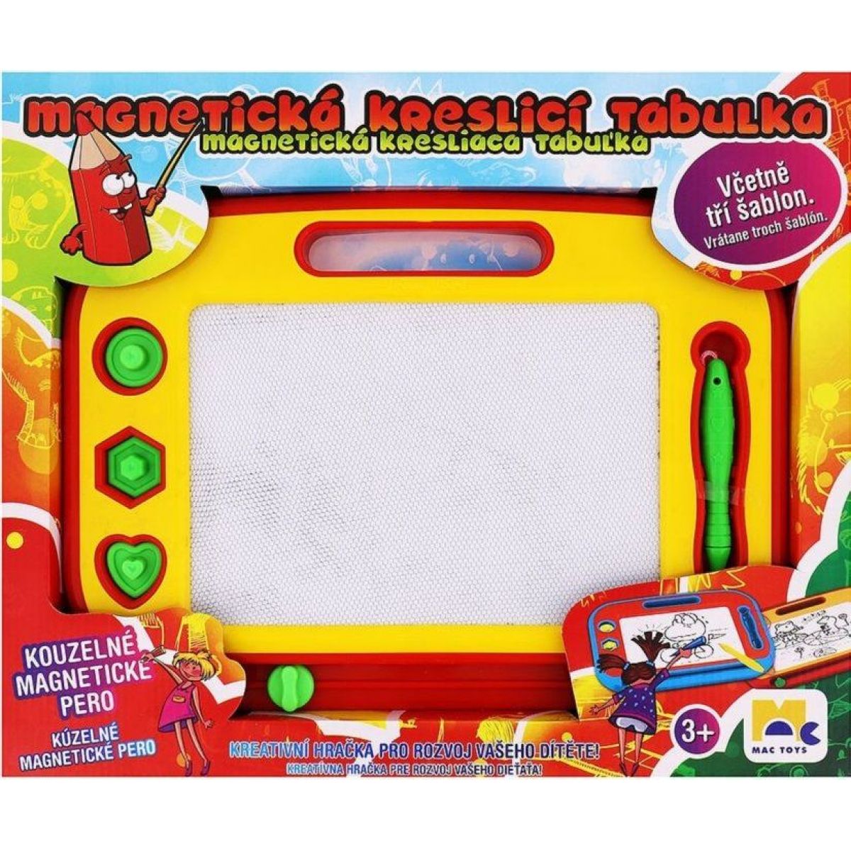 Mac Toys Magnetická tabulka kreslící červeno-žlutá