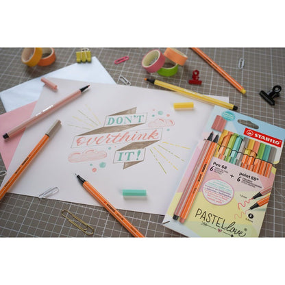 Jemný liner & prémiový vláknový fix STABILO point 88 & STABILO Pen 68 Pastellove 12 ks sada