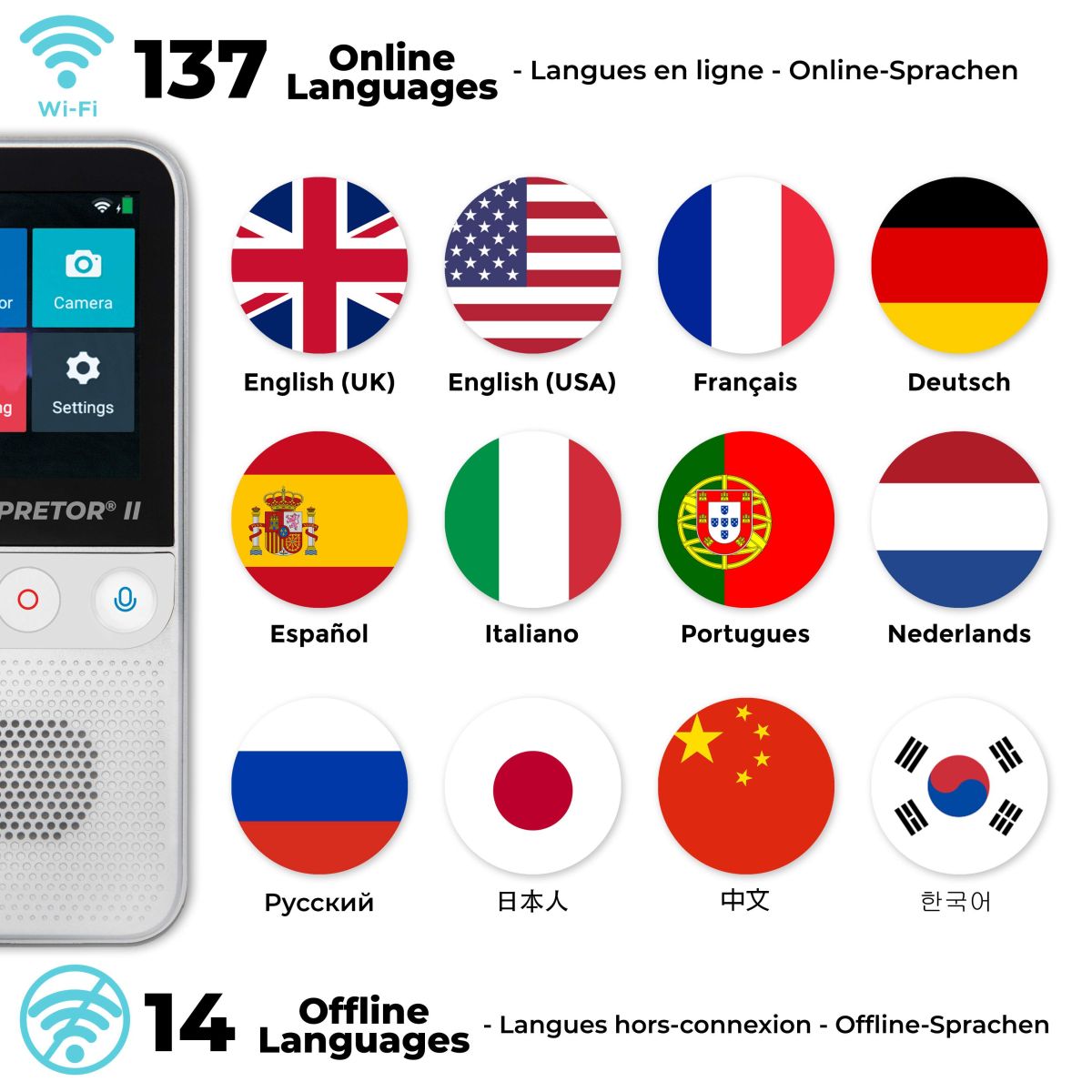 Lexibook Hlasový překladač do 137 jazyků s umělou inteligencí a kamerou