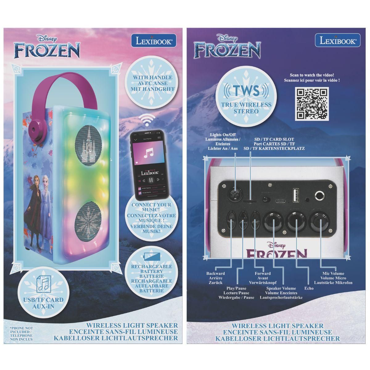 Lexibook Bluetooth reproduktor Frozen s mikrofonem a světelnými efekty