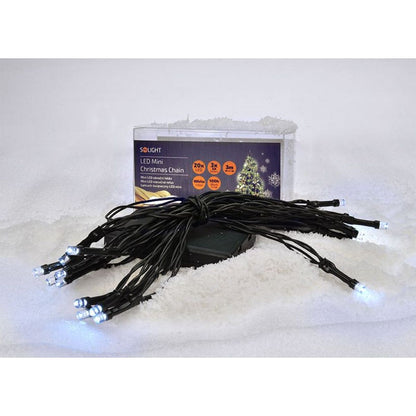 LED vánoční řetěz, 3 m, 20 LED, 3 x AA, bílé světlo, zelený kabel