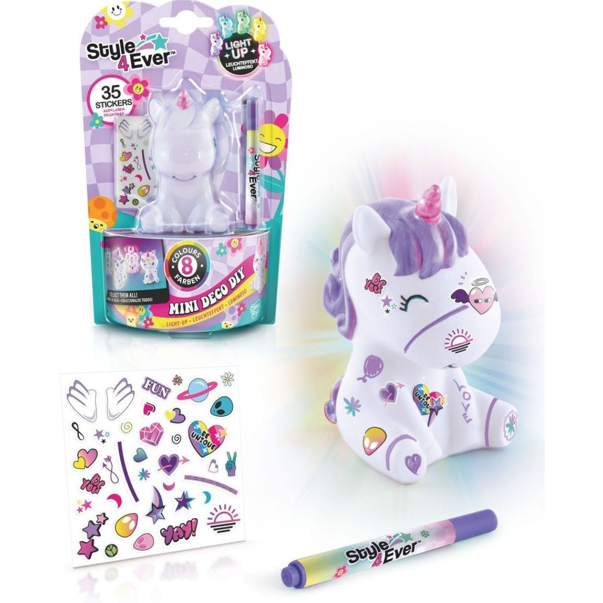 Style4Ever Mini Deco svítící figurka jednorožec fialový