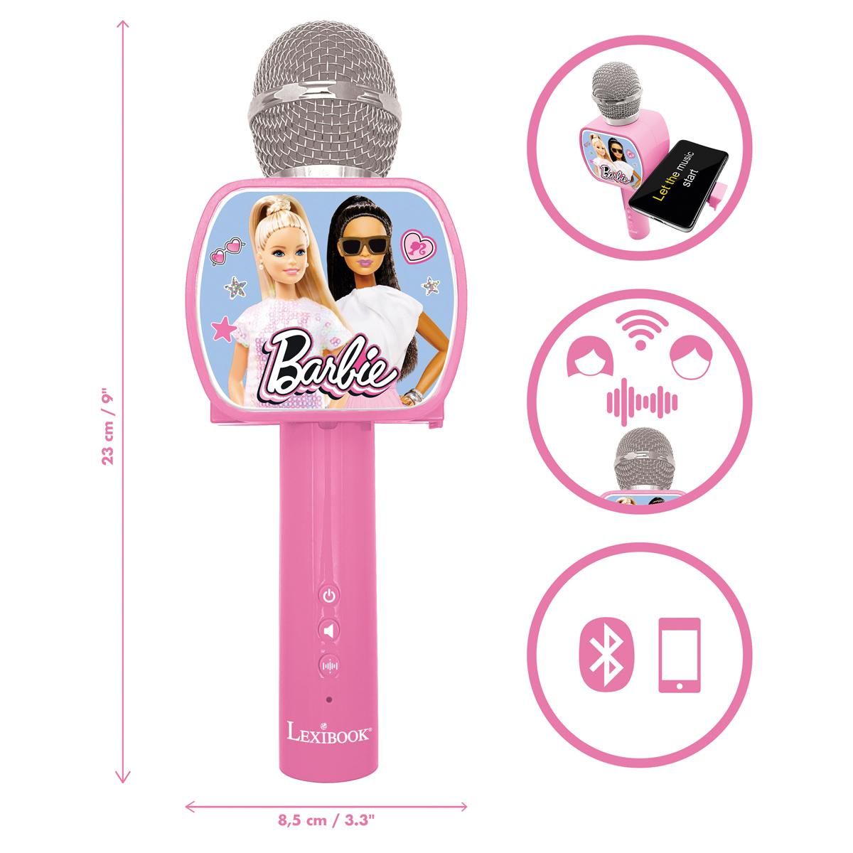 Lexibook Bezdrátový karaoke mikrofon Barbie s držákem na telefon