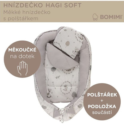 Bomimi Hagi Hnízdečko s polštářkem soft, koloušek šedá