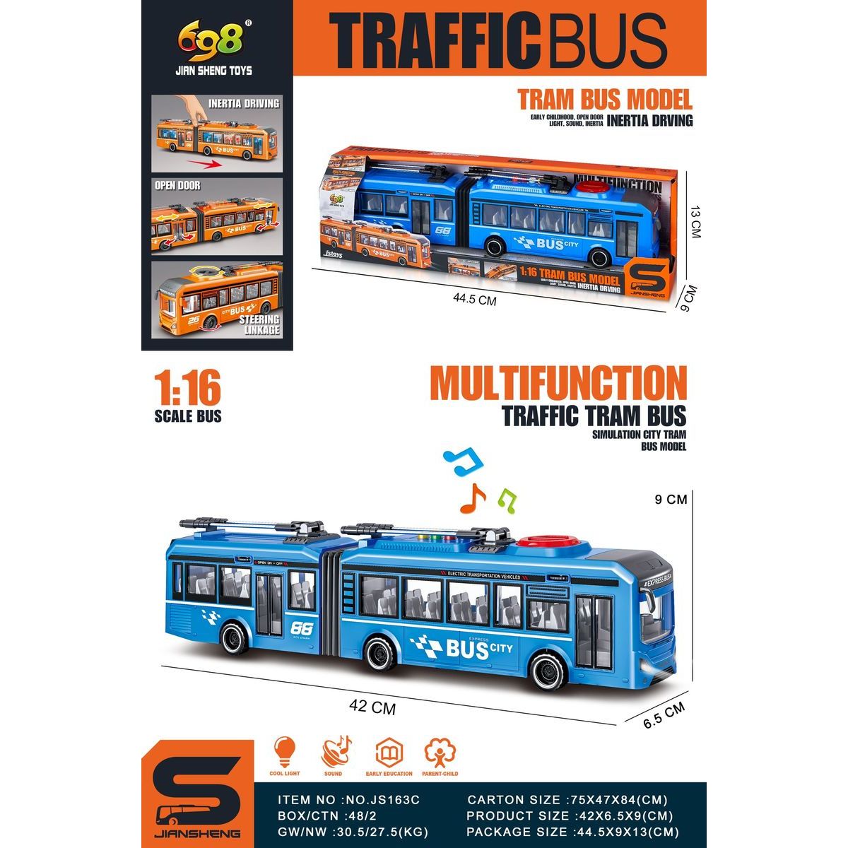 Alltoys Trolejbus modrý 1 : 16
