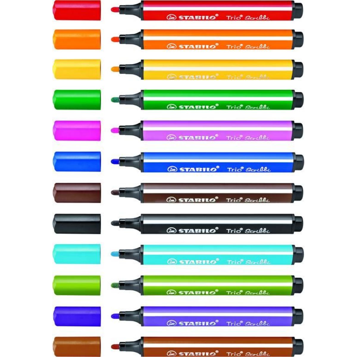 Vláknový fix s odpruženým hrotem STABILO Trio Scribbi 12 ks deskset