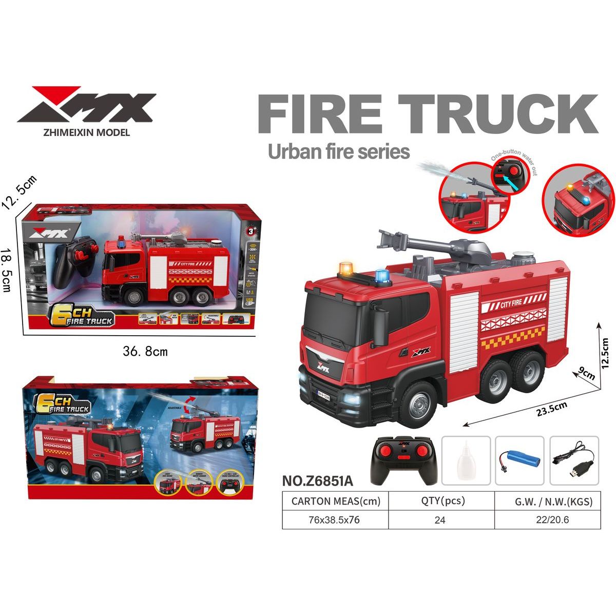 Alltoys RC hasičský vůz se sprejem 2.4Ghz