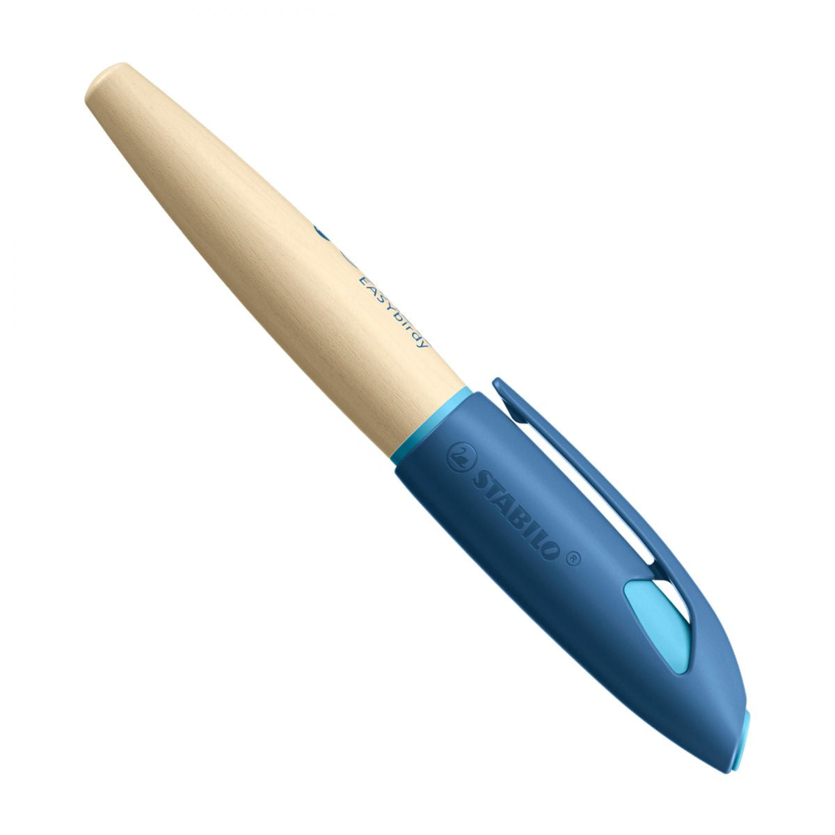 Ergonomické plnicí pero pro leváky - STABILO EASYbirdy Timber modrá vč. bombičky