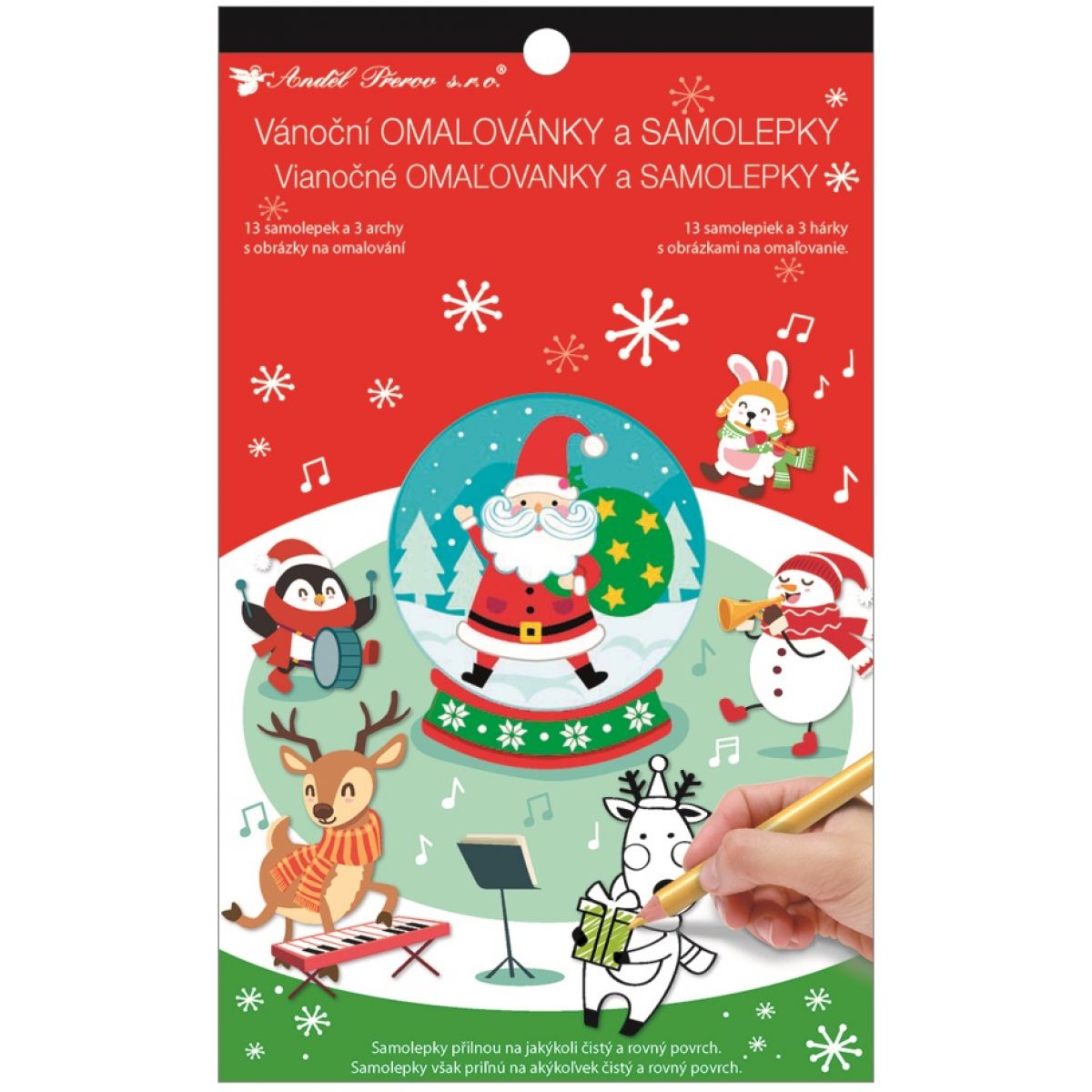 Samolepky a omalovánky vánoční 14 x 23 cm, Santa