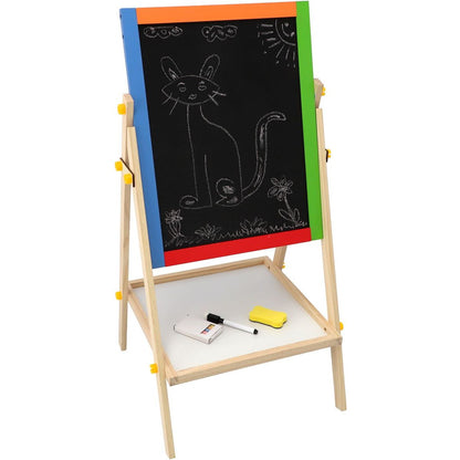 Teddies Tabule oboustranná magnetická dřevo černá-bílá 35x43cm s doplňky v krabici 44x63cm