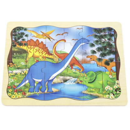 BABU - Dřevěné puzzle dinosaurus - 24 dílků