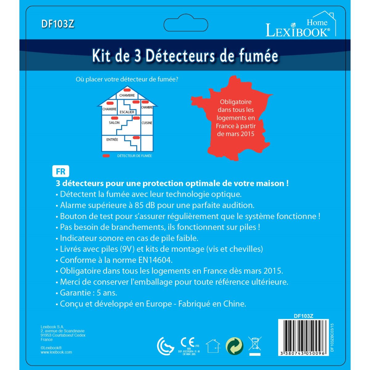 Lexibook Detektor kouře s bateriemi 3x