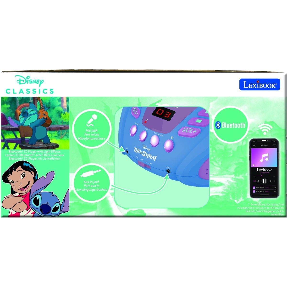 Lexibook CD přehrávač Stitch s bluetooth a světelnými efekty