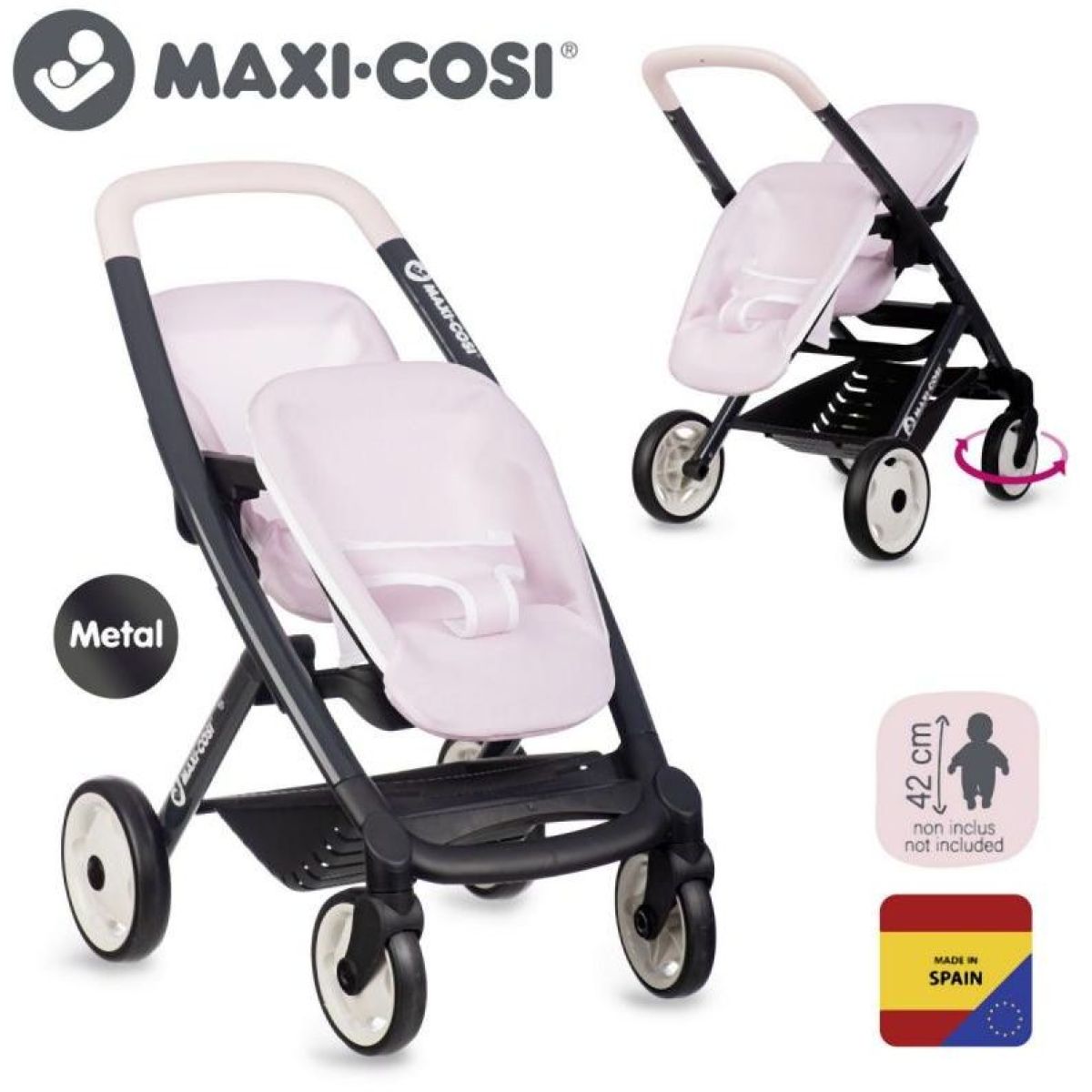 Smoby Sportovní kočárek pro panenky dvojčata Maxi Cosi sv. růžový