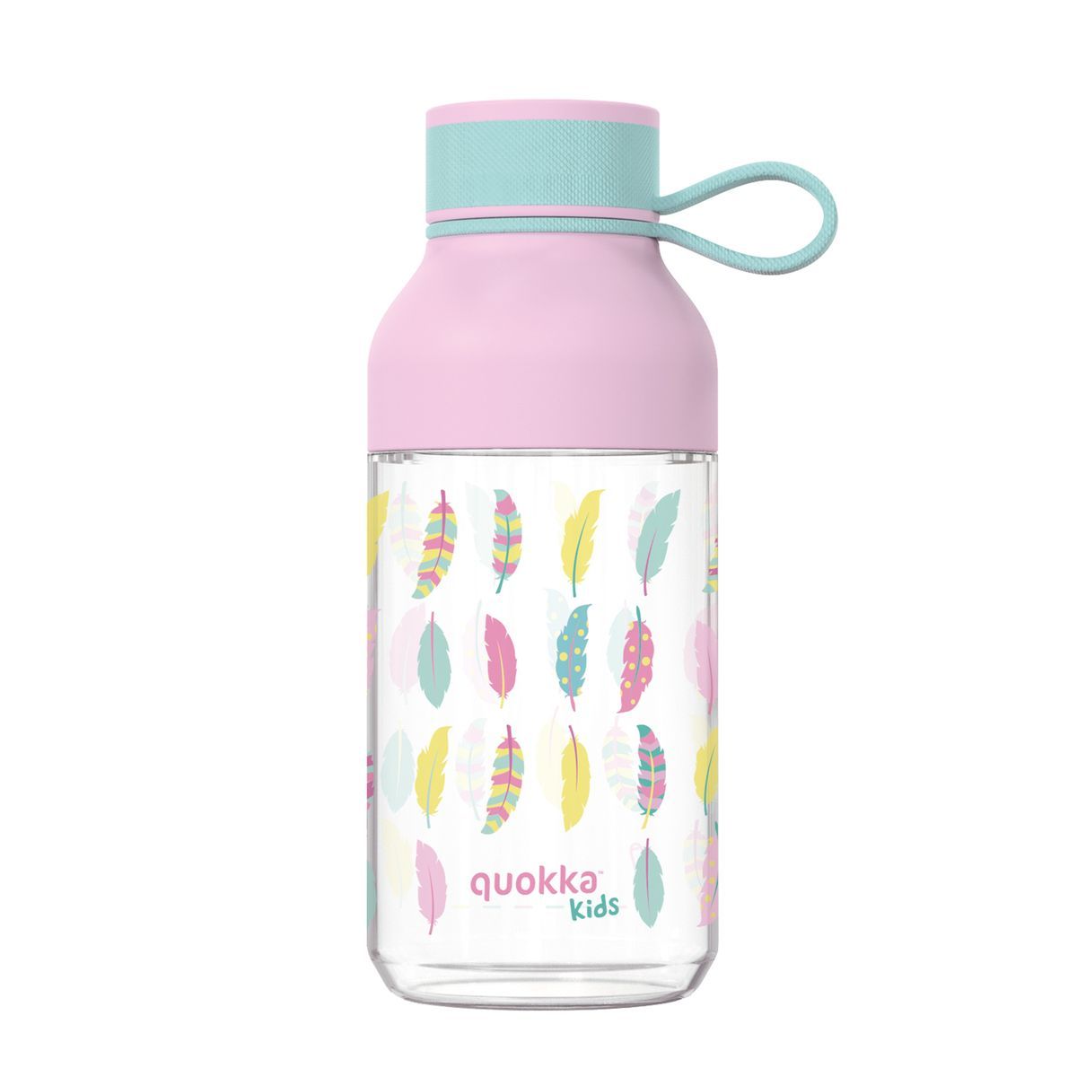 Quokka Plastová láhev Ice Kids s poutkem Feathers 430 ml
