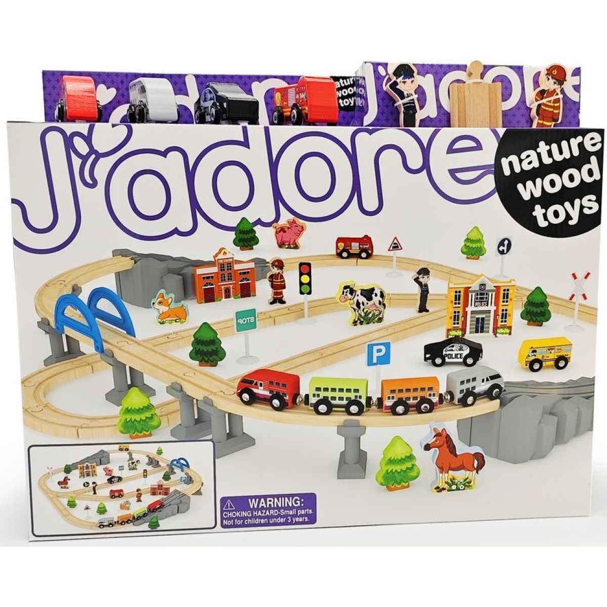 J'ADORE Vláčková  dřevěná dráha s mostem a doplňky