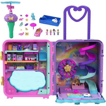Polly Pocket Prázdninové letovisko v kufříku, 4 pidi panenky, doplňky HKV43
