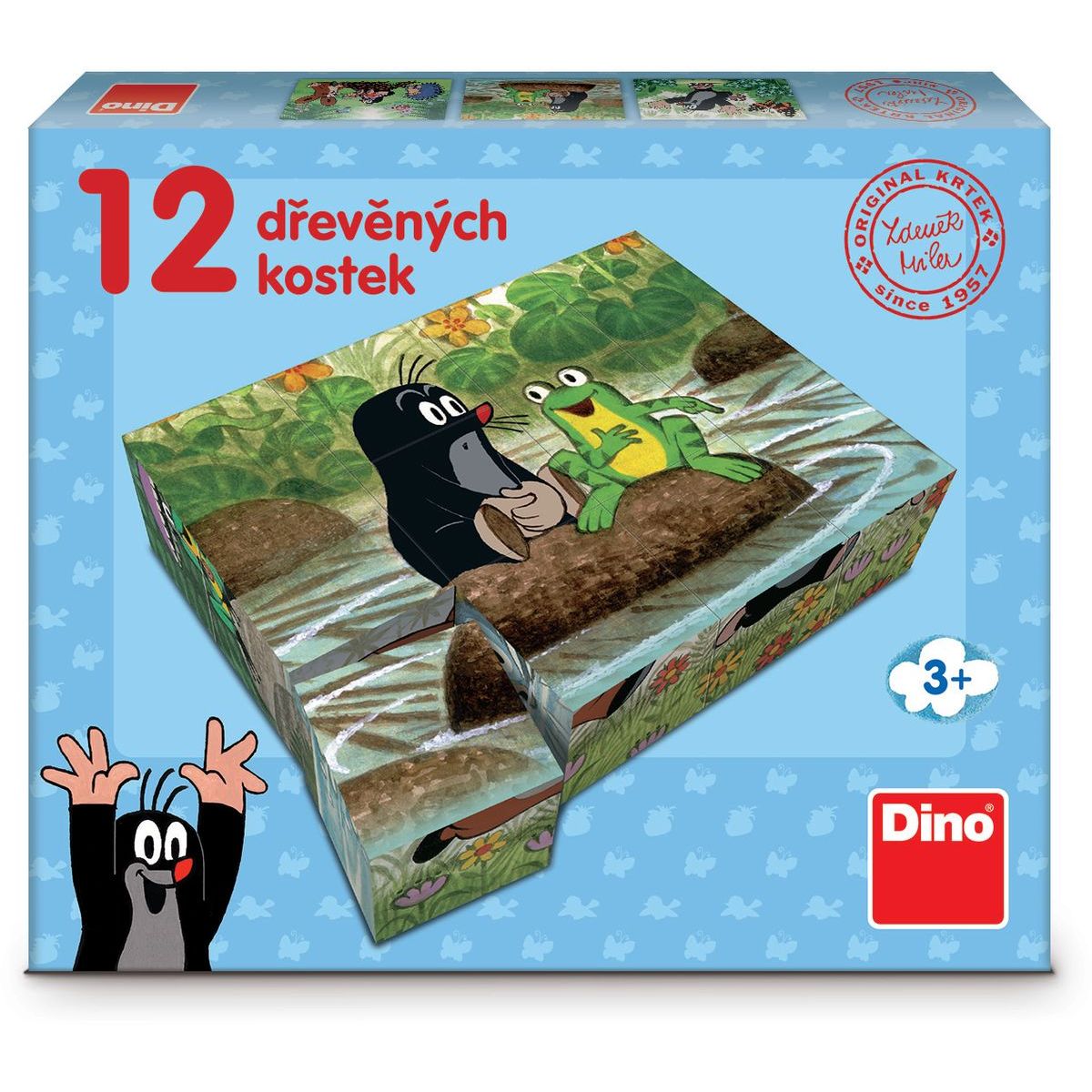 Dino Dřevěné kostky Krtek a zvířátka 12 ks