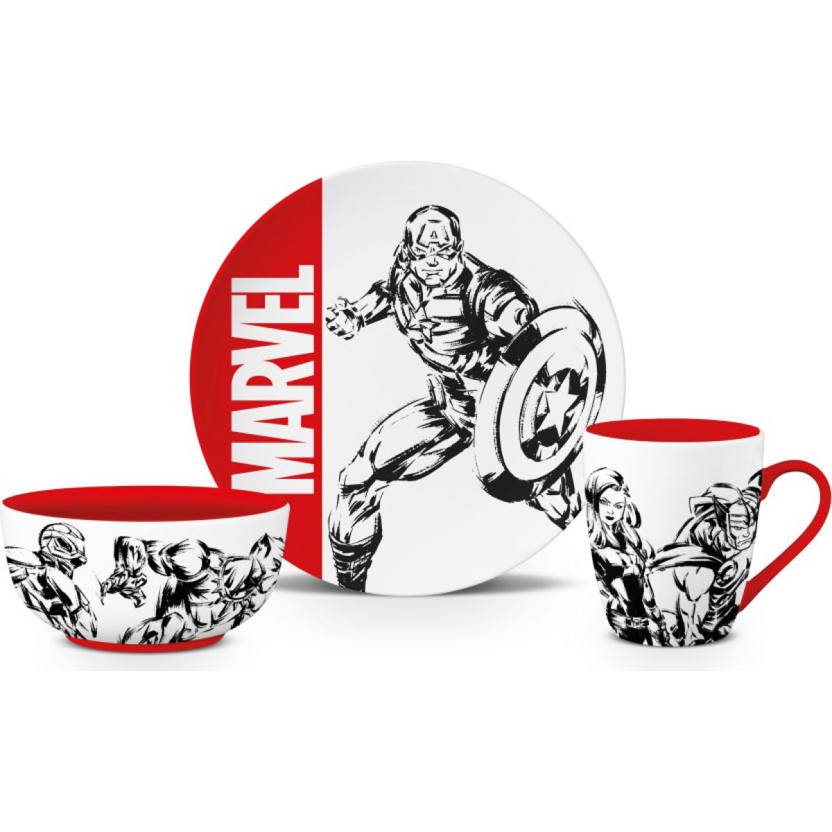 Dárkový set Marvel s miskou, talířem a hrnkem