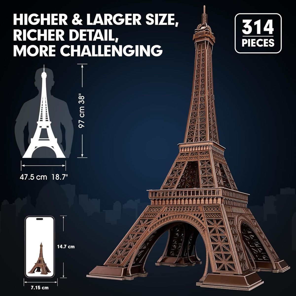 CubicFun 3D puzzle Eiffelova věž 97 cm 314 dílků