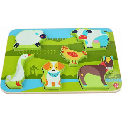 Lucy & Leo 226 Zvířátka na farmě dřevěné vkládací puzzle 7 dílů