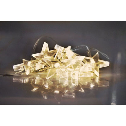 LED vánoční řetěz, hvězdy, 1,5 m, 10 LED, 2 x AA, teplé světlo