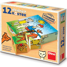 Dino Pejsek a kočička 12 dřevěné kostky
