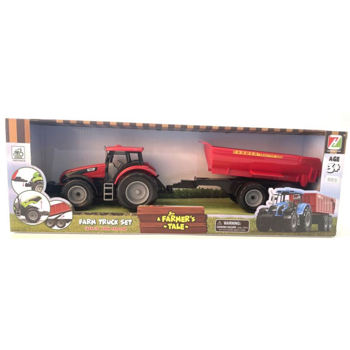 Alltoys Traktor na setrvačník s valníkem červený