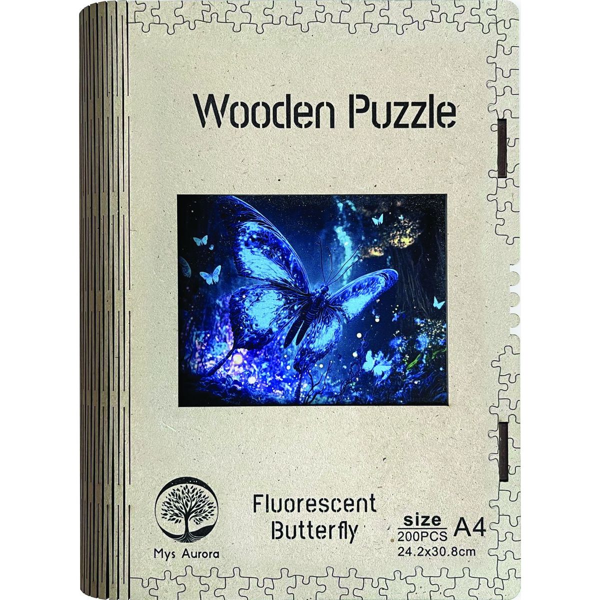 Epee Wooden puzzle Fluorescent Butterfly A4