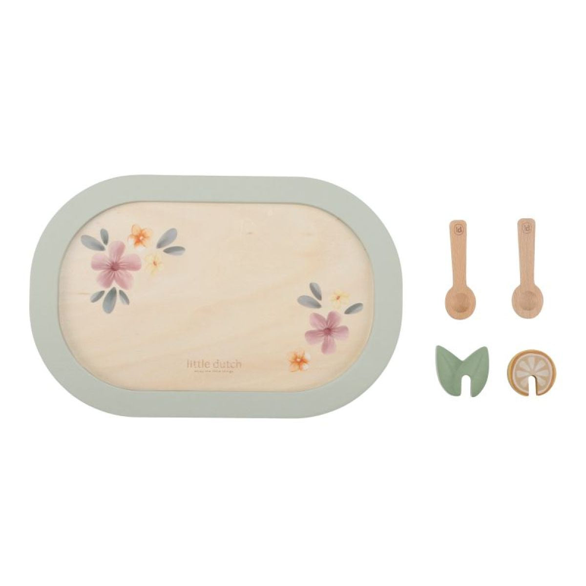 Little Dutch Čajový set dřevěný s květinovým potiskem