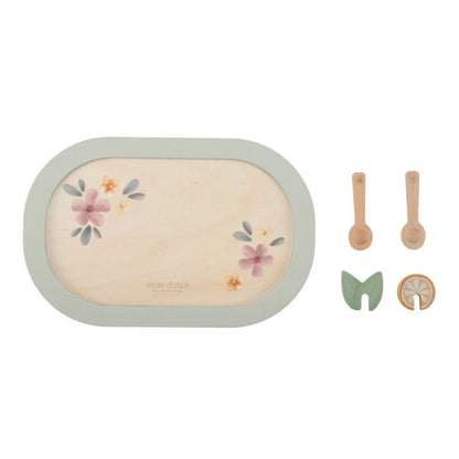 Little Dutch Čajový set dřevěný s květinovým potiskem