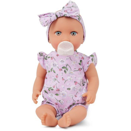 LullaBaby Panenka 35 cm v overalu s čelenkou Floral Lila