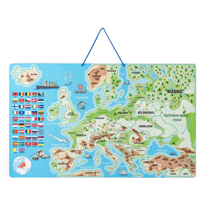 Woody Magnetická mapa EVROPY, společenská hra  3 v 1, ČJ