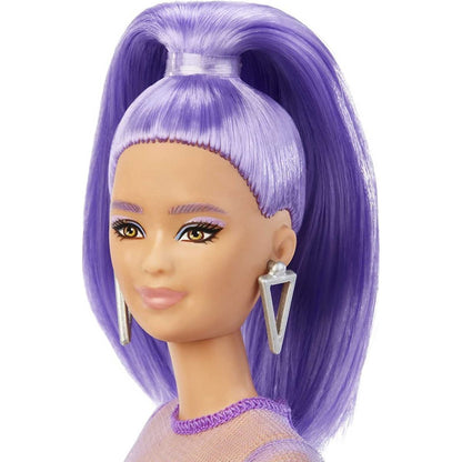 Barbie modelka 30 cm - zářivě fialové šaty