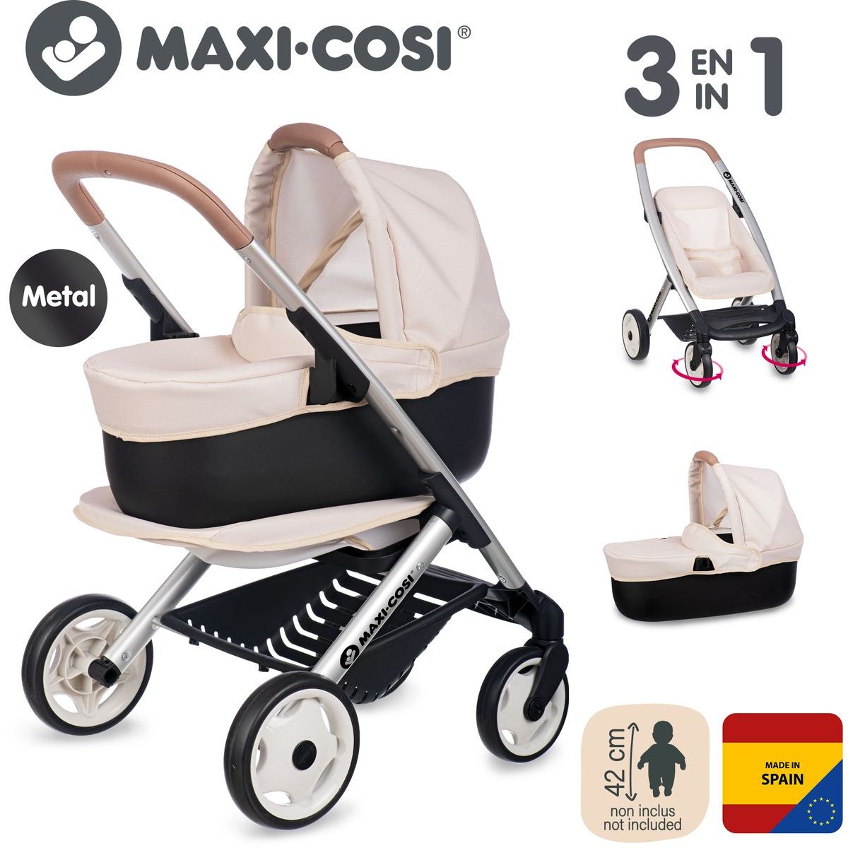 Smoby Kombinovaný kočárek Maxi Cosi pro panenky béžový