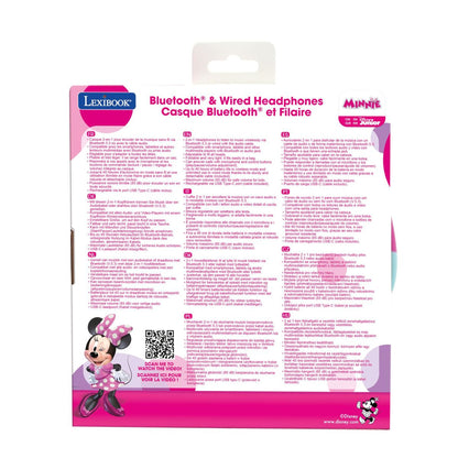 Lexibook 2v1 bluetooth skládací sluchátka Minnie s limitem hlasitosti