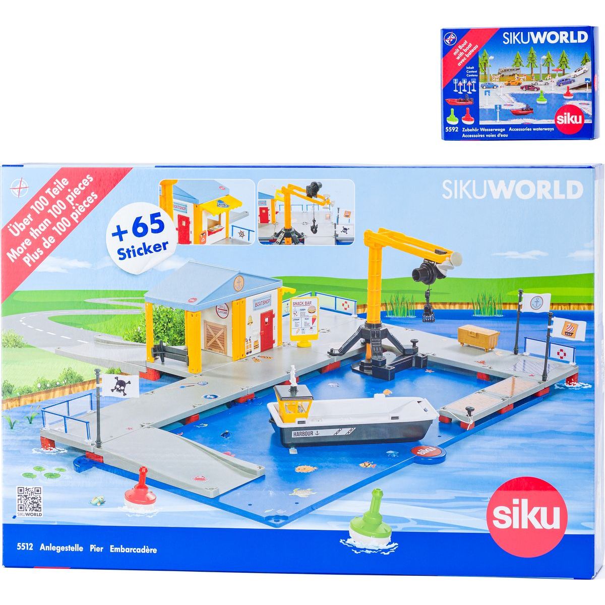 SIKU World 55125592 nakládací přístav s molem a člunem