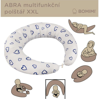 Bomimi Abra multifunkční polštář XXL, srdíčka puntíky modrá bílá