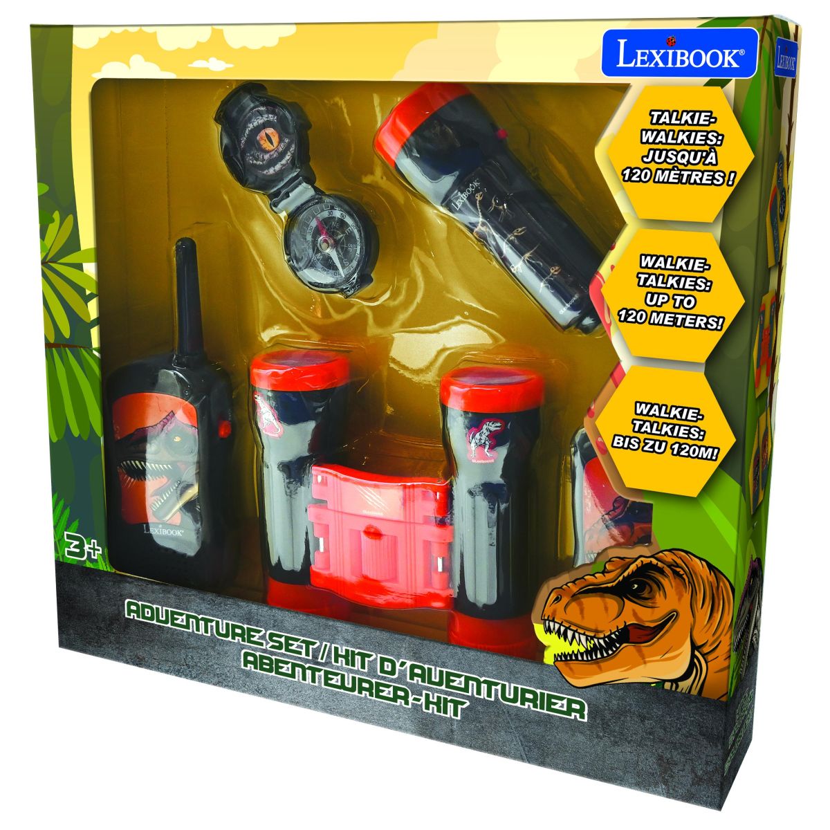 Lexibook Dinosaurus set vysílačky, dalekohled, baterka, kompas