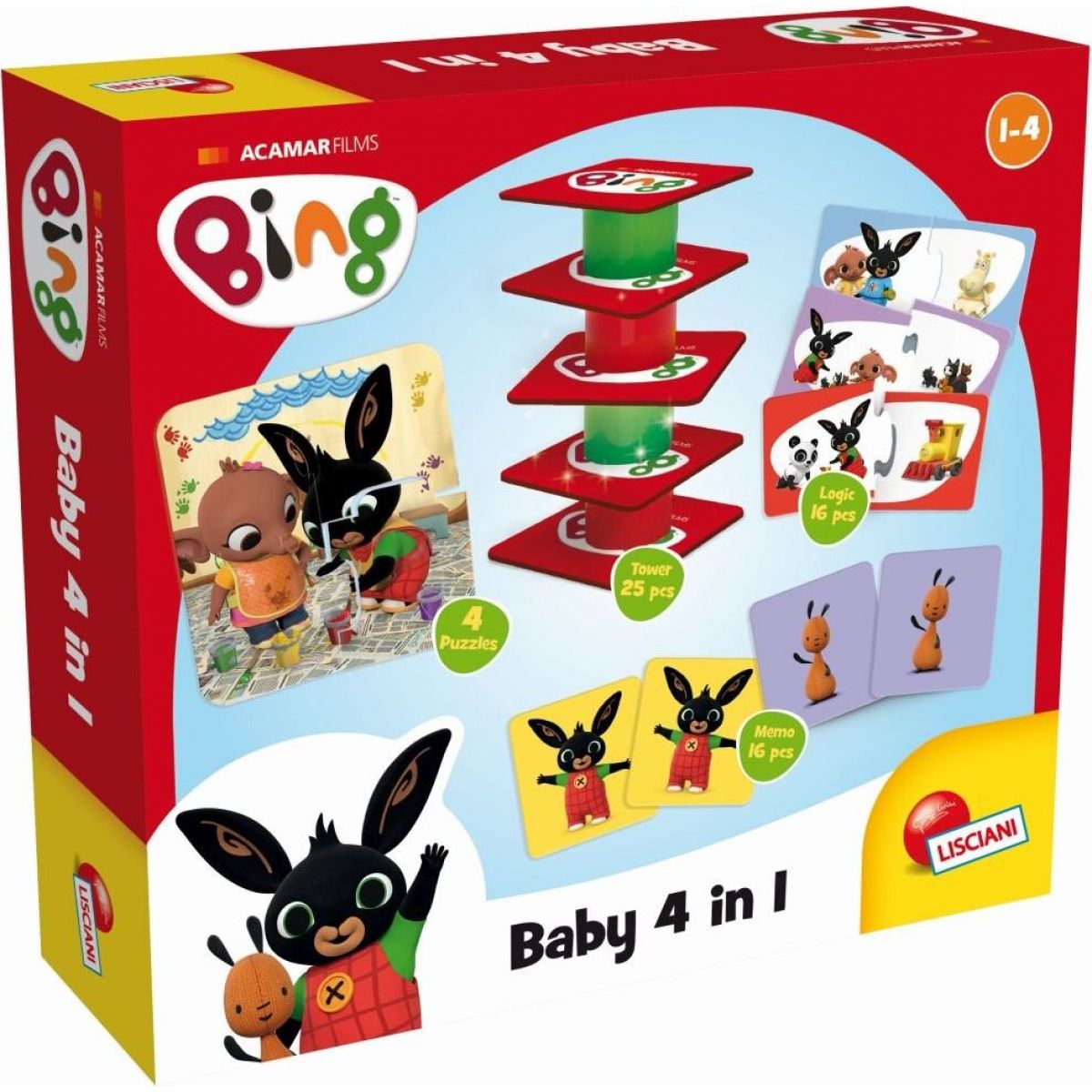 Liscianigiochi kolekce her pro nejmenší Bing Baby 4 v 1