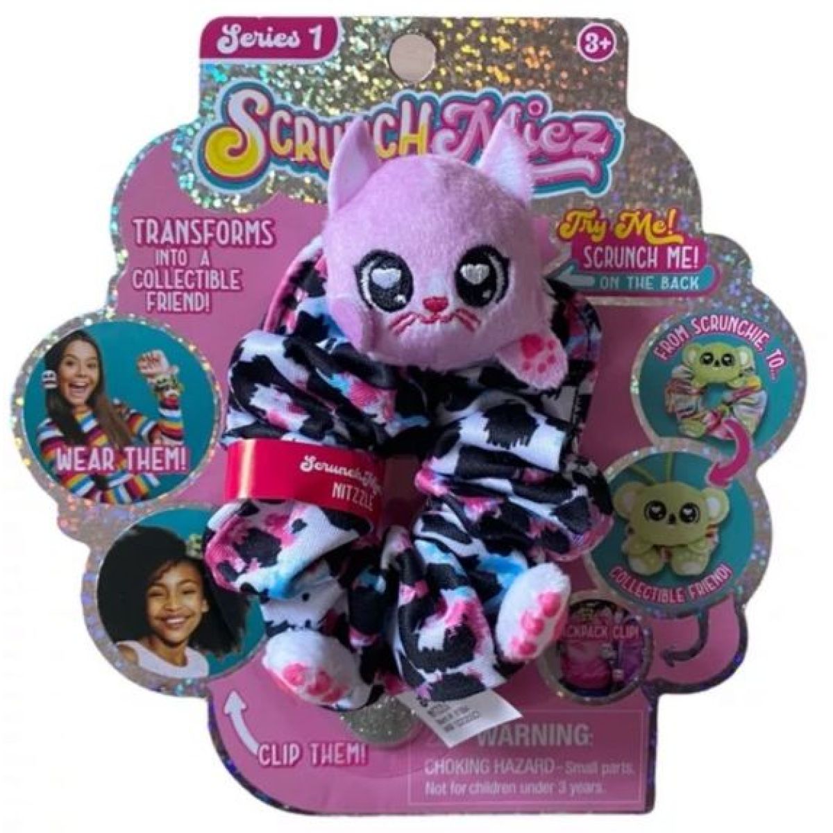 Alltoys Plyšová třpytivá gumička a zvířátko 2v1 ScrunchMiez