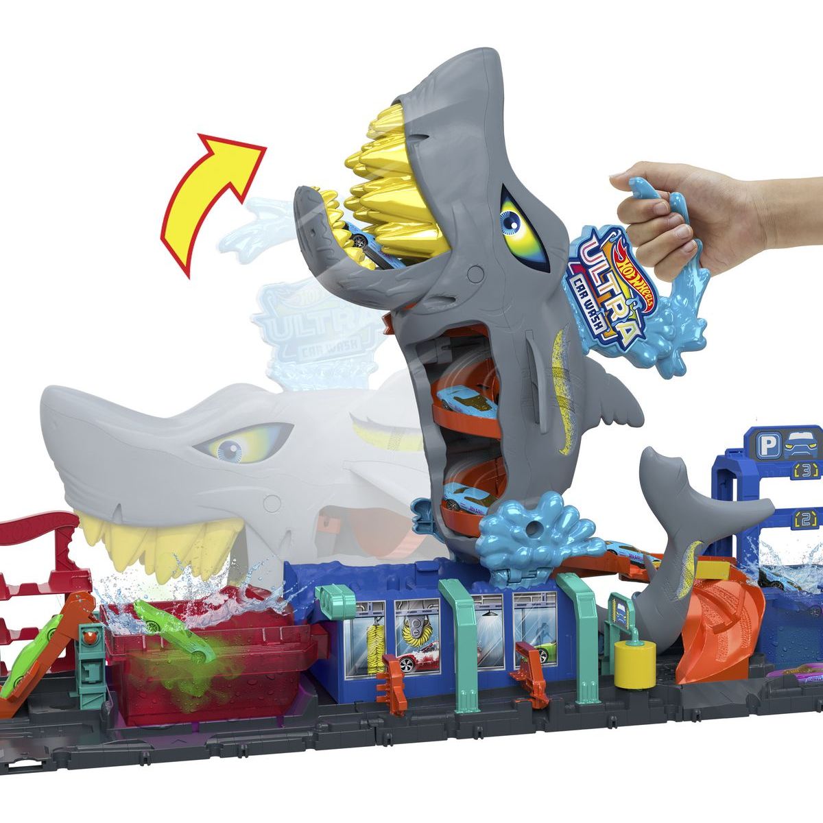 Hot Wheels City Color Reveal automyčka se žralokem