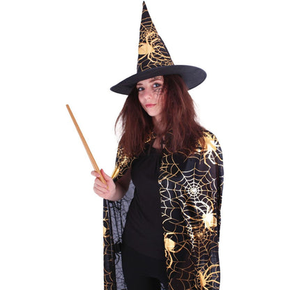 Rappa Čarodějnický plášť s kloboukem a pavučinou pro dospělé Halloween