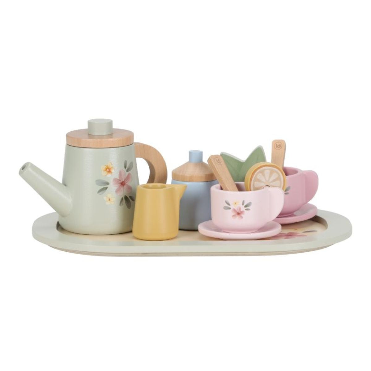 Little Dutch Čajový set dřevěný s květinovým potiskem