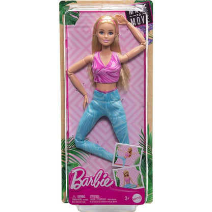 Mattel Barbie v pohybu - blondýnka v modrých legínách