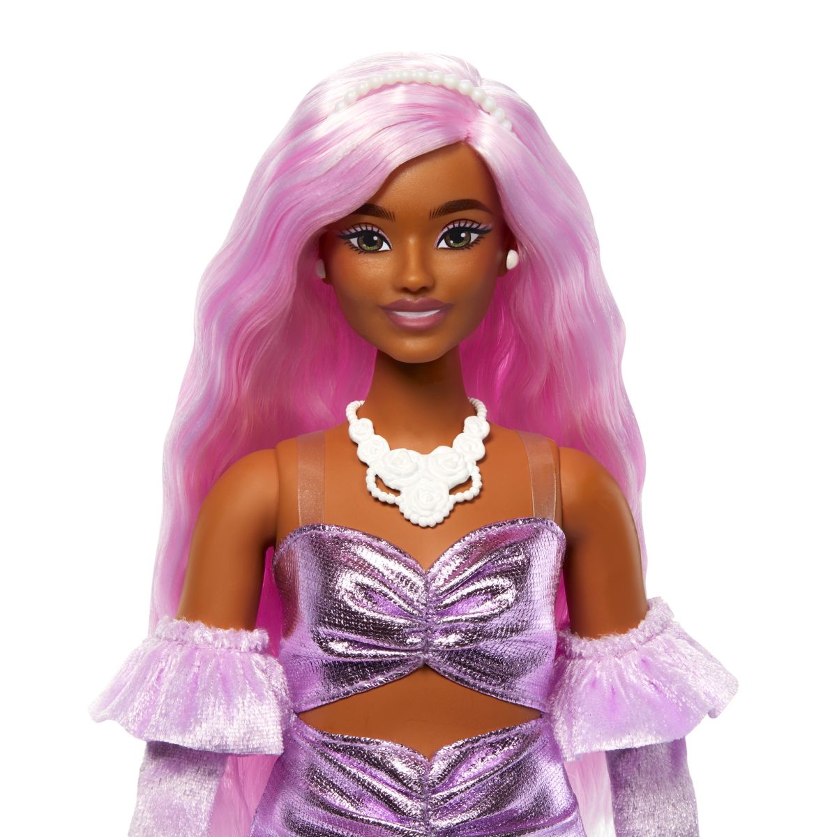 Barbie Deluxe modelka - metalické šaty