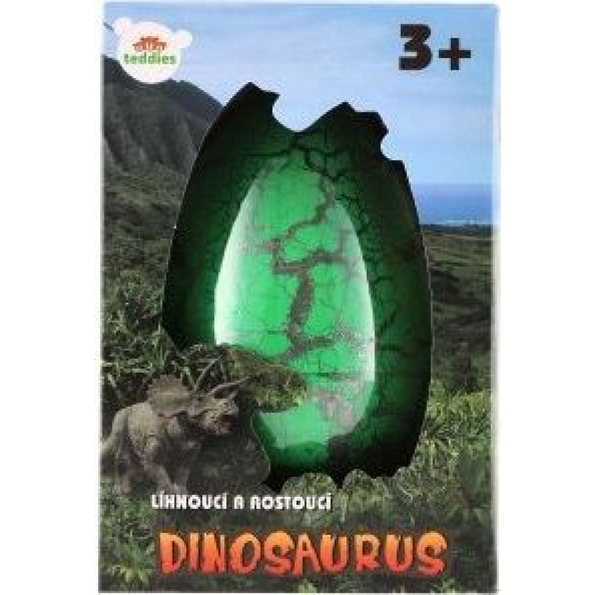 Vejce líhnoucí a rostoucí dinosaurus plast zelené