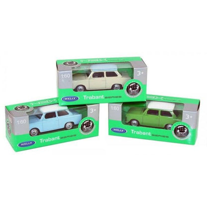 Auto Welly Trabant 1:60 kov - krémový s modrou střechou